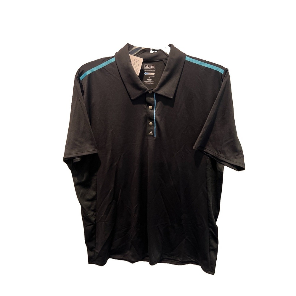 Adidas Puremotion CoolMax Men's Black W/ Teal Trim Golf Polo Shirt XL New w/tags